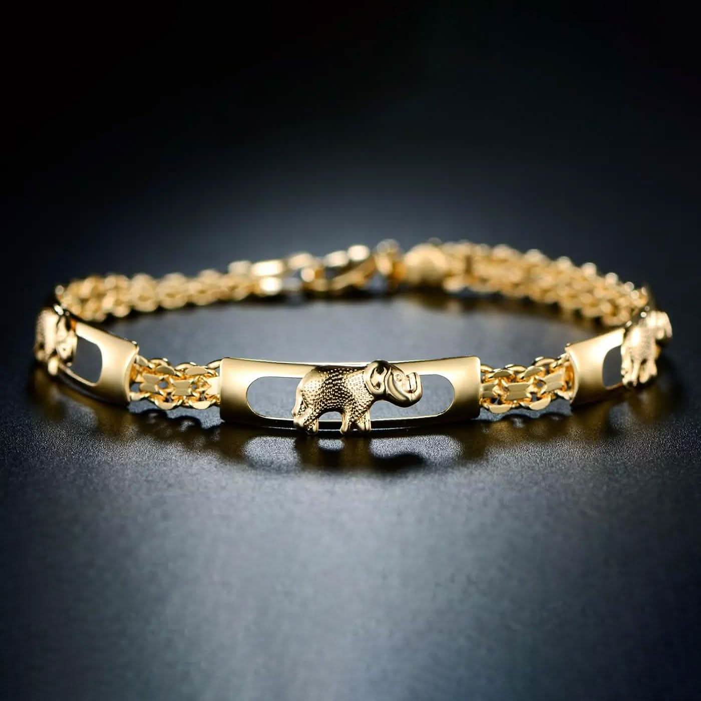 18K Gold Plated Lucky Elephant Parade Bracelet DailySale