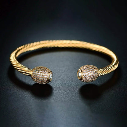 18K Gold Plated Open Cuff Crystal Bangle by Barzel DailySale