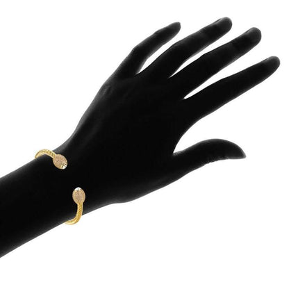 18K Gold Plated Open Cuff Crystal Bangle by Barzel DailySale