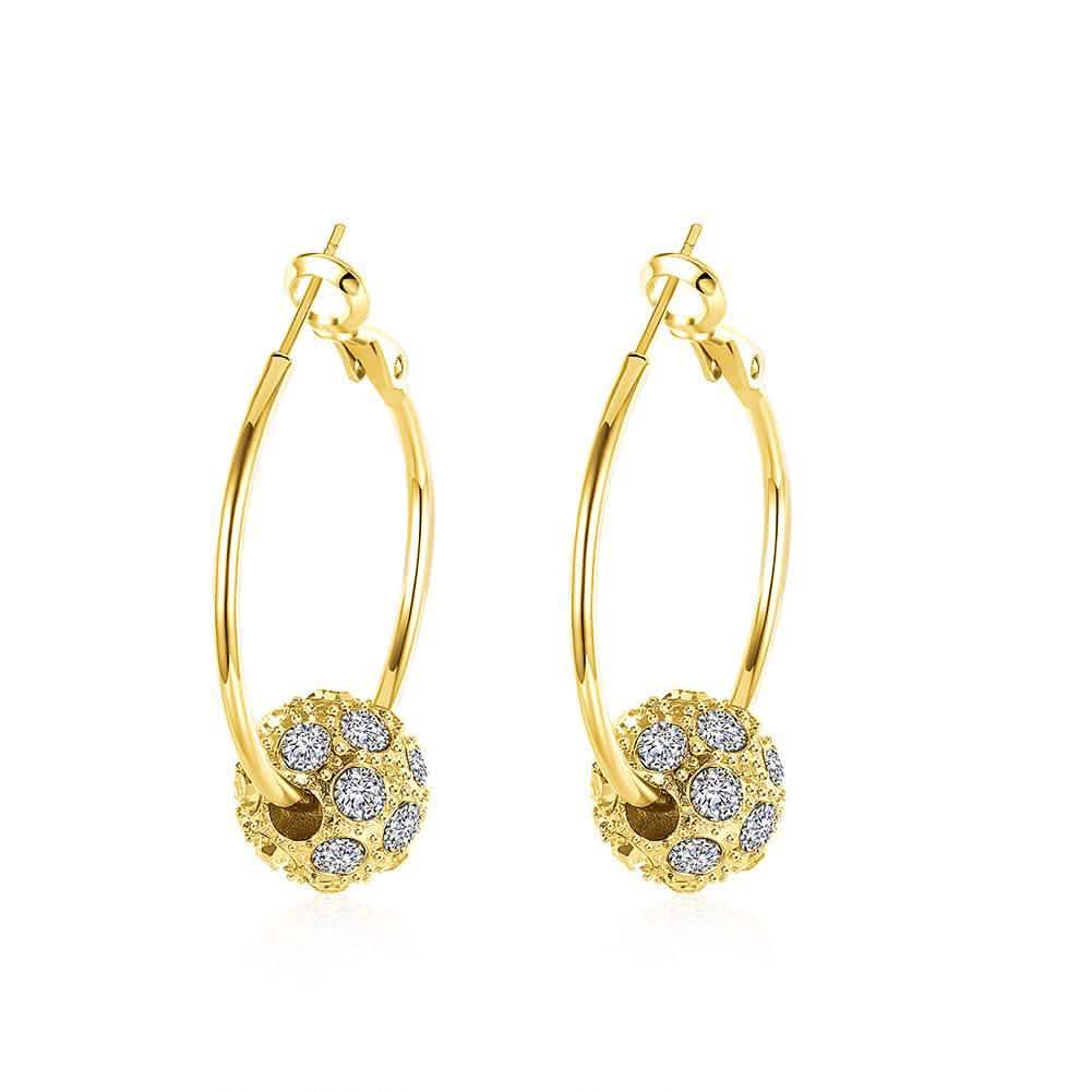18K Gold Plated Pave Ball Hoop Earring Swarovski Crystals DailySale