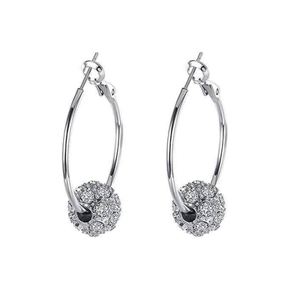 18K Gold Plated Pave Ball Hoop Earring Swarovski Crystals DailySale