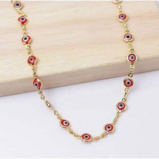 18k Gold Plated Red Evil Eye Anklet DailySale