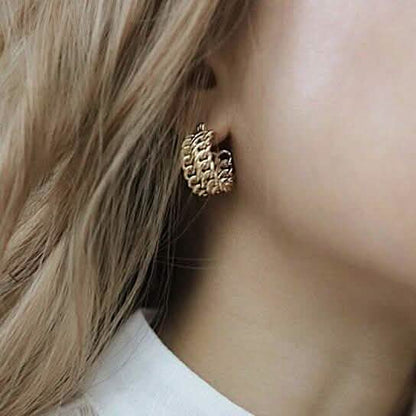 18K Gold Two-Row Chain Link Hoop Earrings DailySale