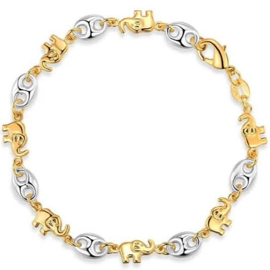 18K Gold Two-Tone Elephant Bracelet DailySale