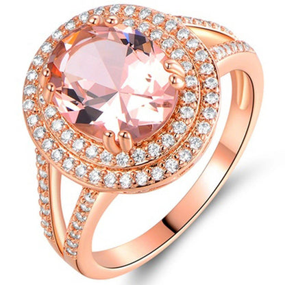 18K Rose Gold Oval-Cut Morganite Engagement Ring - Assorted Sizes DailySale