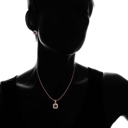 18K Rose Gold Over Sterling Silver Rainbow Topaz Halo Necklace and Earrings DailySale