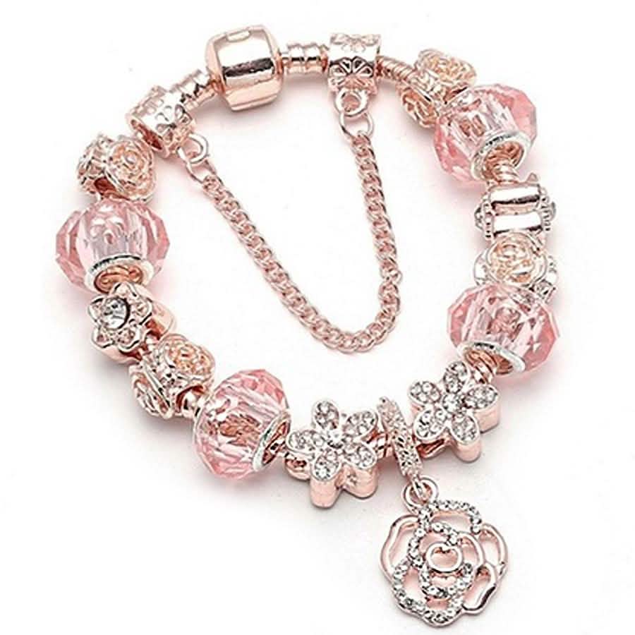 18K Rose Gold Plated Crystal Charm Bracelet Made With Swarovski Elements DailySale