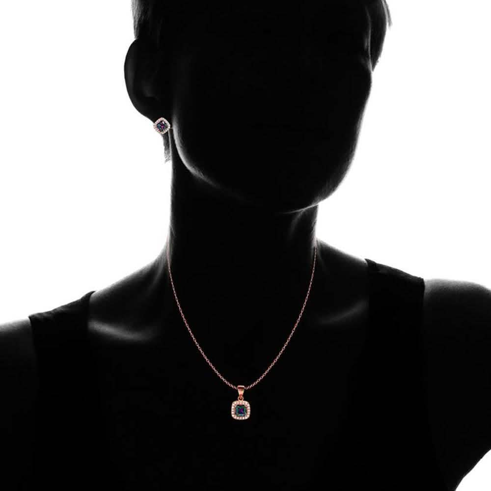 18K Rose Gold Sterling Silver Rainbow Necklace and Earrings DailySale