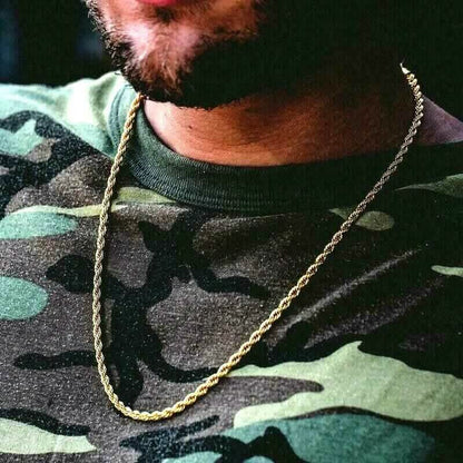 18K Solid Gold 3MM Rope Chain Necklace DailySale