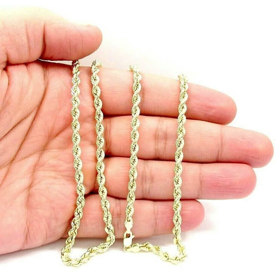 18K Solid Gold 3MM Rope Chain Necklace DailySale