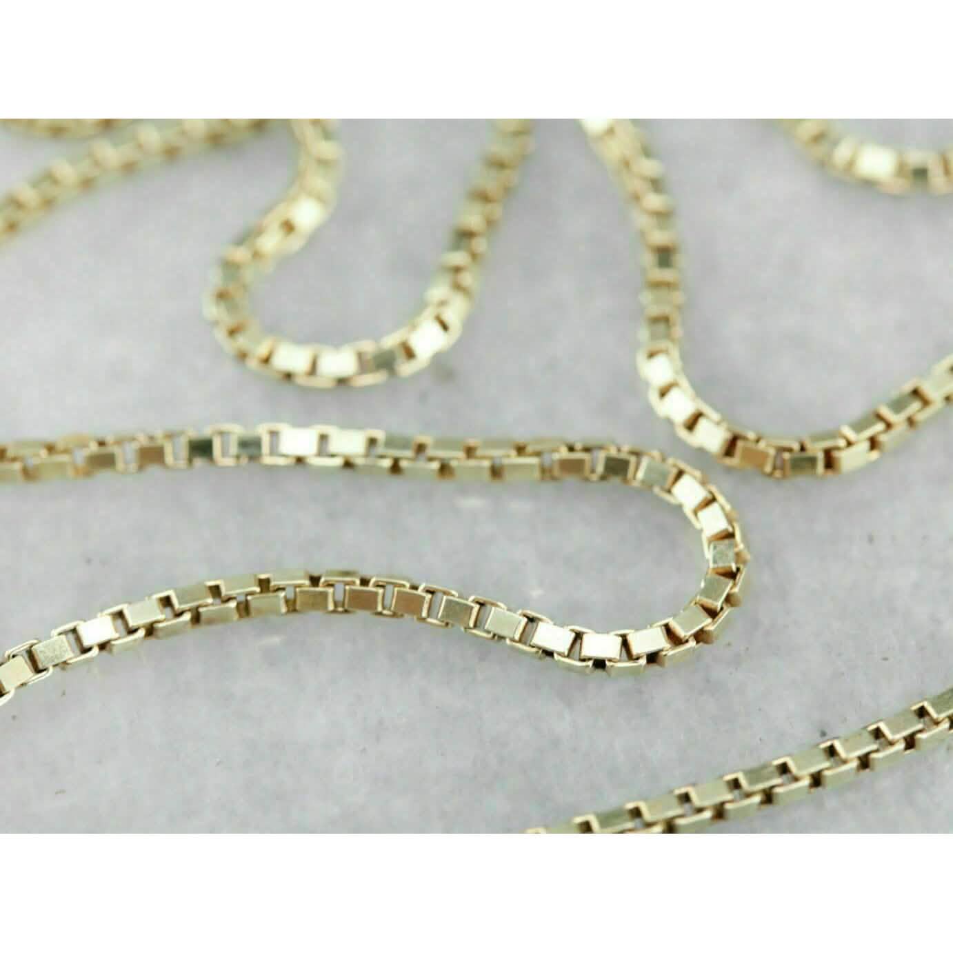18K Solid Gold Box Chain Necklace Unisex DailySale