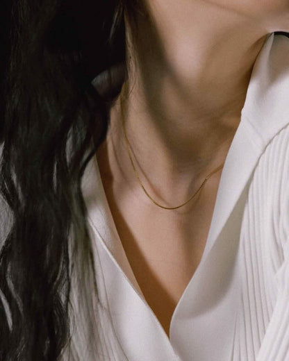 18K Solid Gold Box Chain Necklace Unisex DailySale
