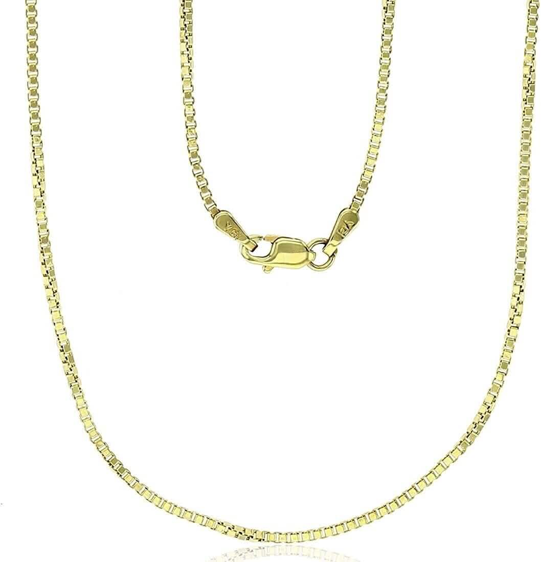 18K Solid Gold Box Chain Necklace Unisex DailySale