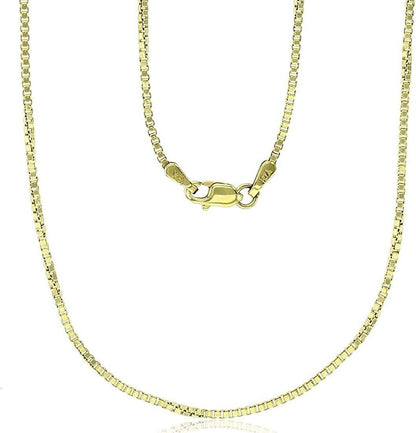 18K Solid Gold Box Chain Necklace Unisex DailySale
