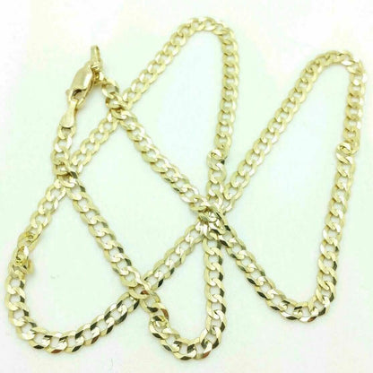 18K Solid Gold Cuban Chain Necklace Men Women 4mm DailySale
