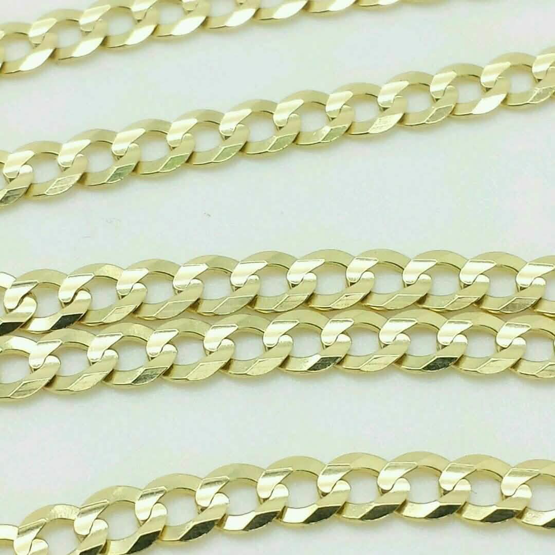 18K Solid Gold Cuban Chain Necklace Men Women 4mm DailySale