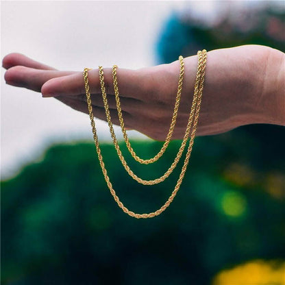 18K Solid Gold Rope Chain Necklace DailySale