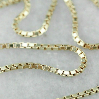 18K Solid Yellow Gold Box Necklace Real Gold Chain DailySale