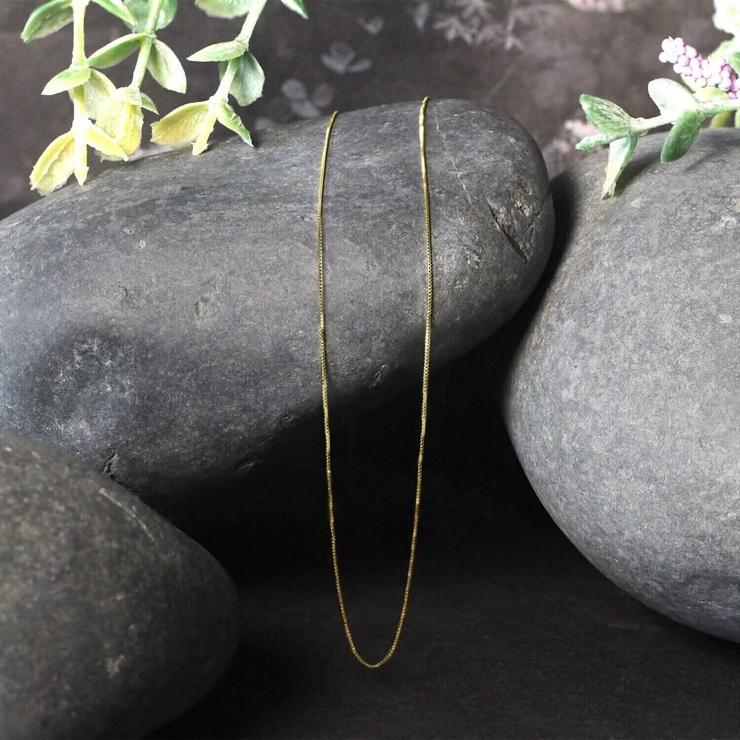 18K Solid Yellow Gold Box Necklace Real Gold Chain DailySale