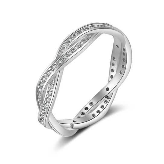 18K White Gold Braided Eternity Band DailySale