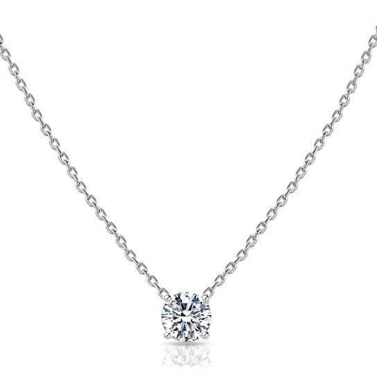 18K White Gold Dainty Round Cut Solitaire Necklace DailySale