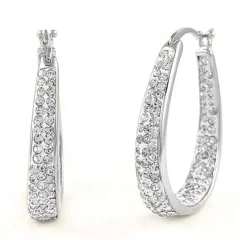 18K White Gold Inside Out Crystal Hoops Made With Crystals From Swarovski DailySale