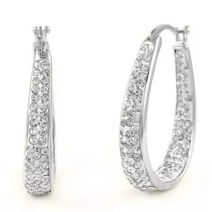 18K White Gold Inside Out Crystal Hoops Made With Crystals From Swarovski DailySale