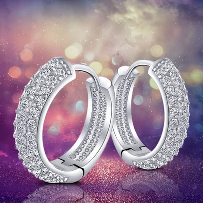 18K White Gold Micro Pave Petite Huggie Earrings DailySale