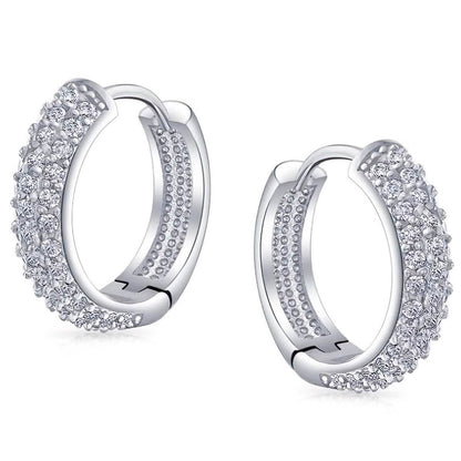 18K White Gold Micro Pave Petite Huggie Earrings DailySale