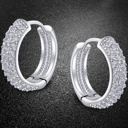 18K White Gold Micro Pave Petite Huggie Earrings DailySale