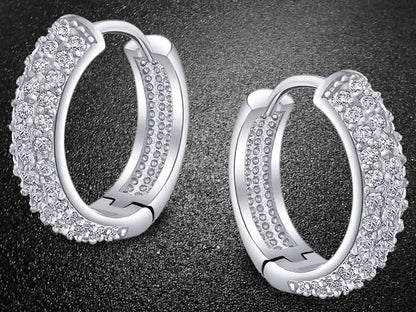 18K White Gold Micro Pave Petite Huggie Earrings DailySale