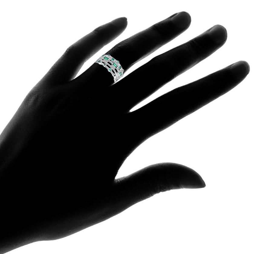 18K White Gold Plated 5 Layer Green Emerald Ring DailySale