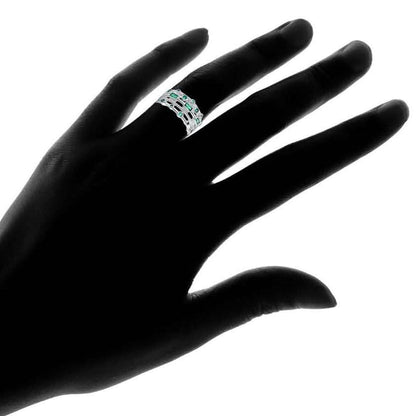 18K White Gold Plated 5 Layer Green Emerald Ring DailySale