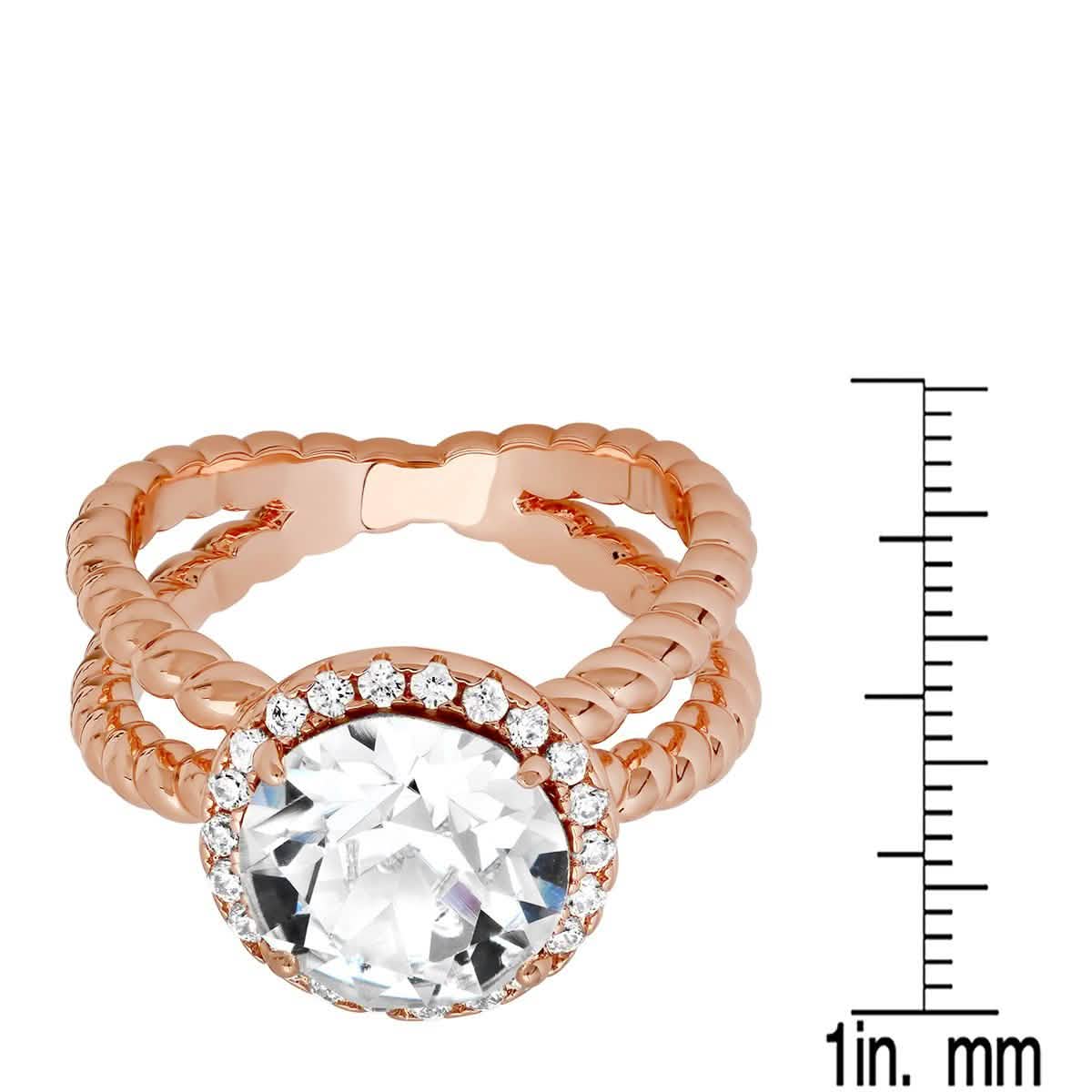 18K White Gold Plated Brass Split Shank Rope Engagement Ring Adorned with Swarovski Crystals DailySale