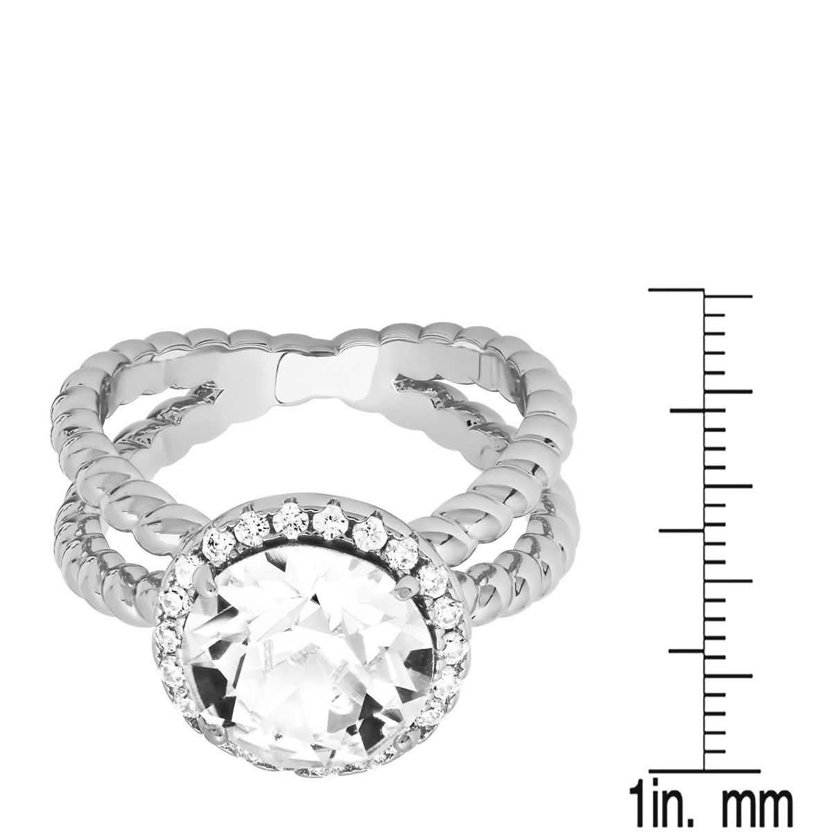 18K White Gold Plated Brass Split Shank Rope Engagement Ring Adorned with Swarovski Crystals DailySale