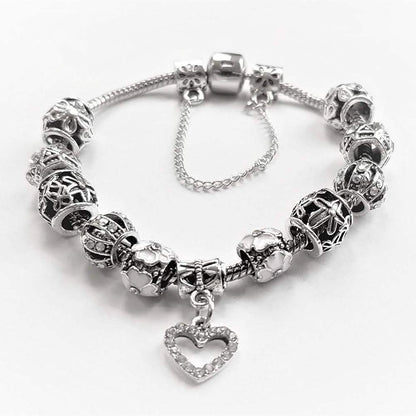 18K White Gold Plated Crystal Heart Charm Bracelet DailySale