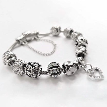 18K White Gold Plated Crystal Heart Charm Bracelet DailySale