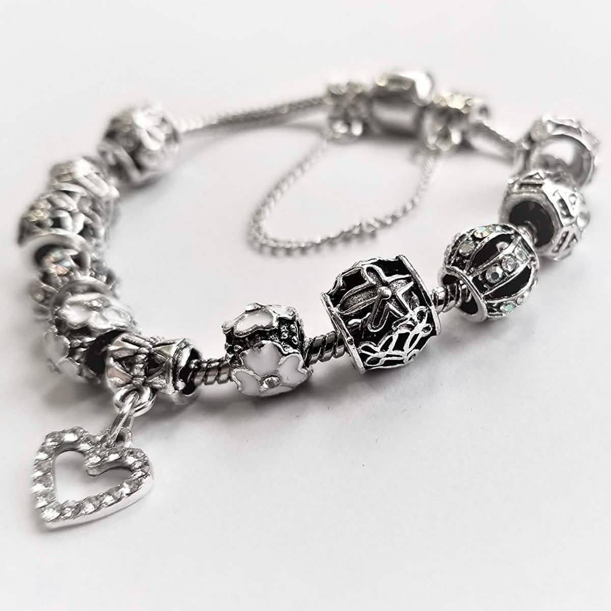 18K White Gold Plated Crystal Heart Charm Bracelet DailySale