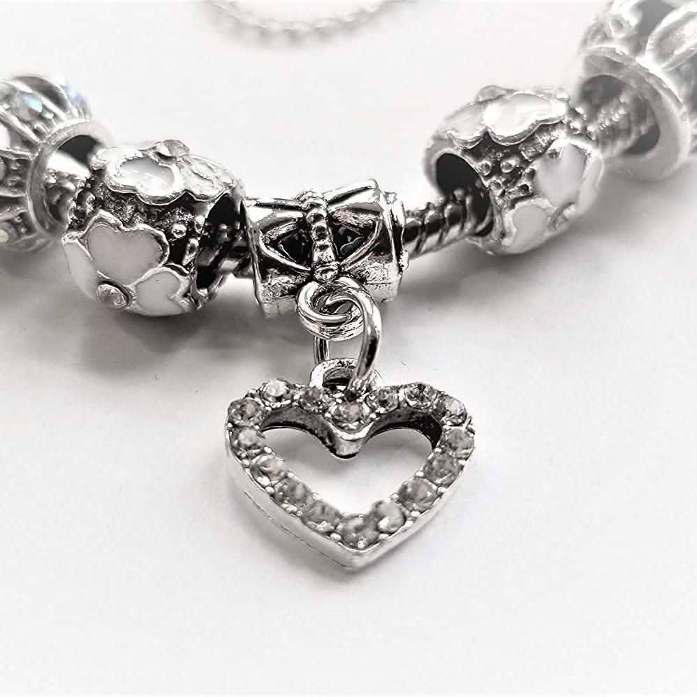 18K White Gold Plated Crystal Heart Charm Bracelet DailySale
