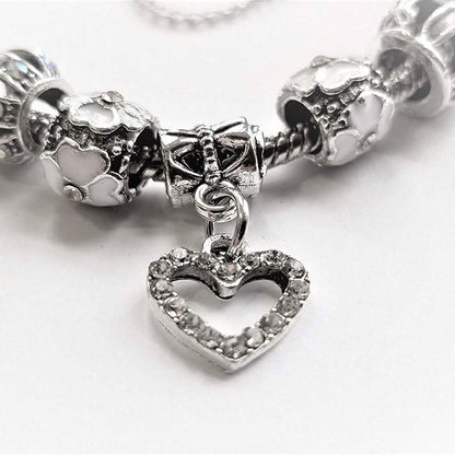 18K White Gold Plated Crystal Heart Charm Bracelet DailySale