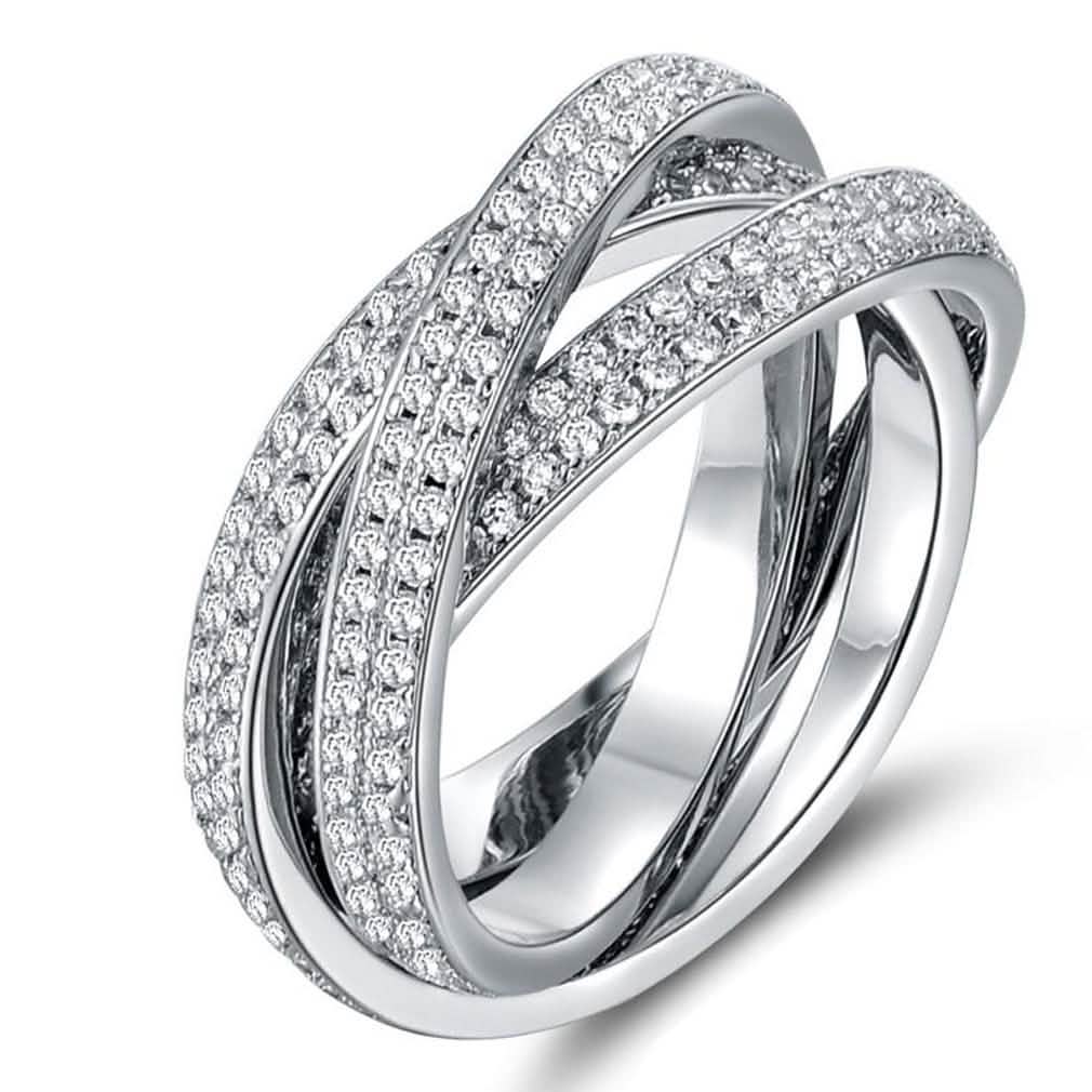 18K White Gold Plated Rolling Eternity Ring Made with Swarovski Elements DailySale