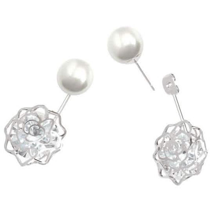 18K White Gold Plated Shell Pearl and Swarovski Elements Earrings DailySale