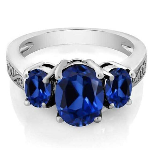 18K White Gold Plated Tri Stone Oval Cut RIng DailySale
