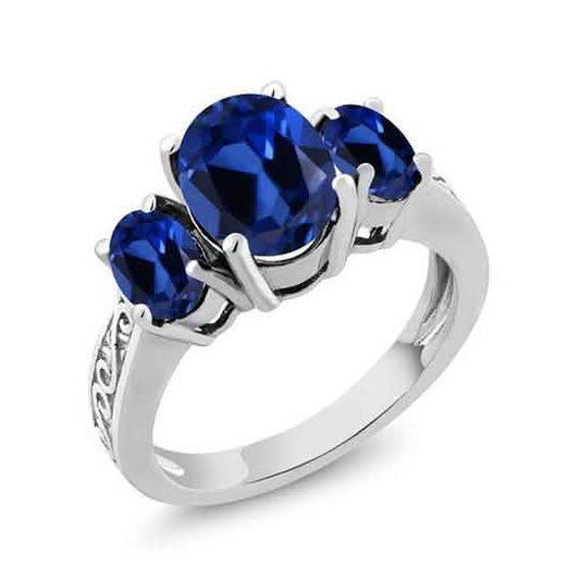 18K White Gold Plated Tri Stone Oval Cut RIng DailySale