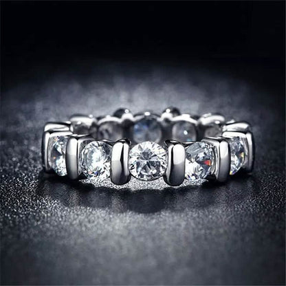 18k White Gold Round Cut Eternity Band DailySale