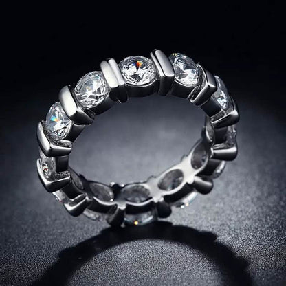 18k White Gold Round Cut Eternity Band DailySale
