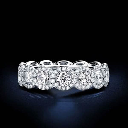 18kt White Gold Plated Simulated Diamond Eternity Band Ring DailySale