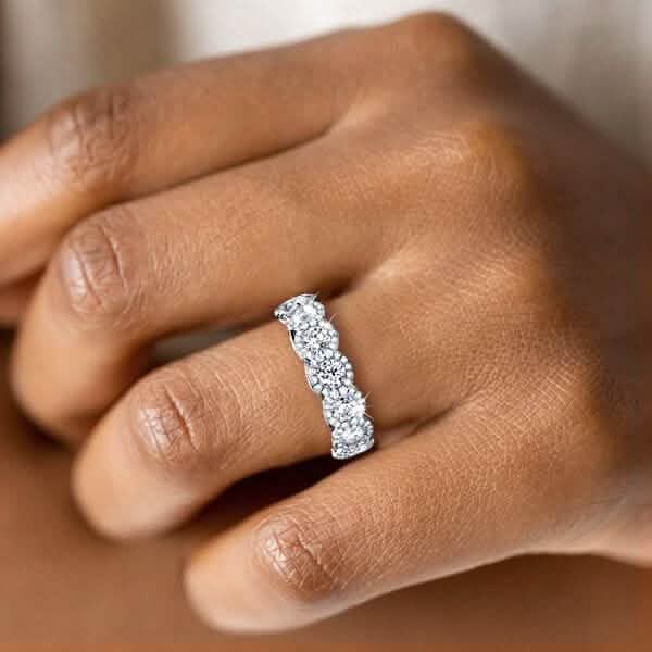 18kt White Gold Plated Simulated Diamond Eternity Band Ring DailySale