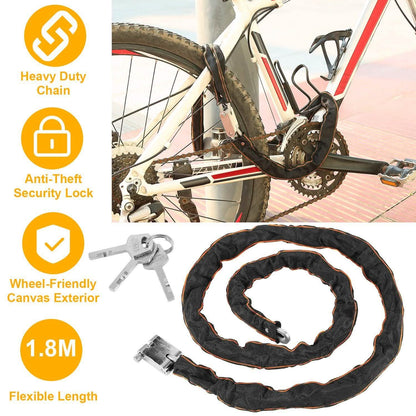 1.8m Bike Chain Lock with 3 Keys Heavy Duty Security Lock DailySale