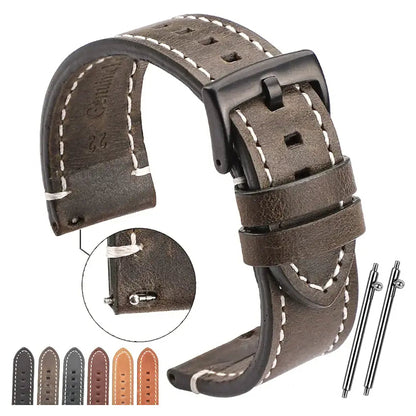 Suunto Race, Vertical & 9 Peak Contrast-Stitched Leather Buckle Band BandsCo Straps